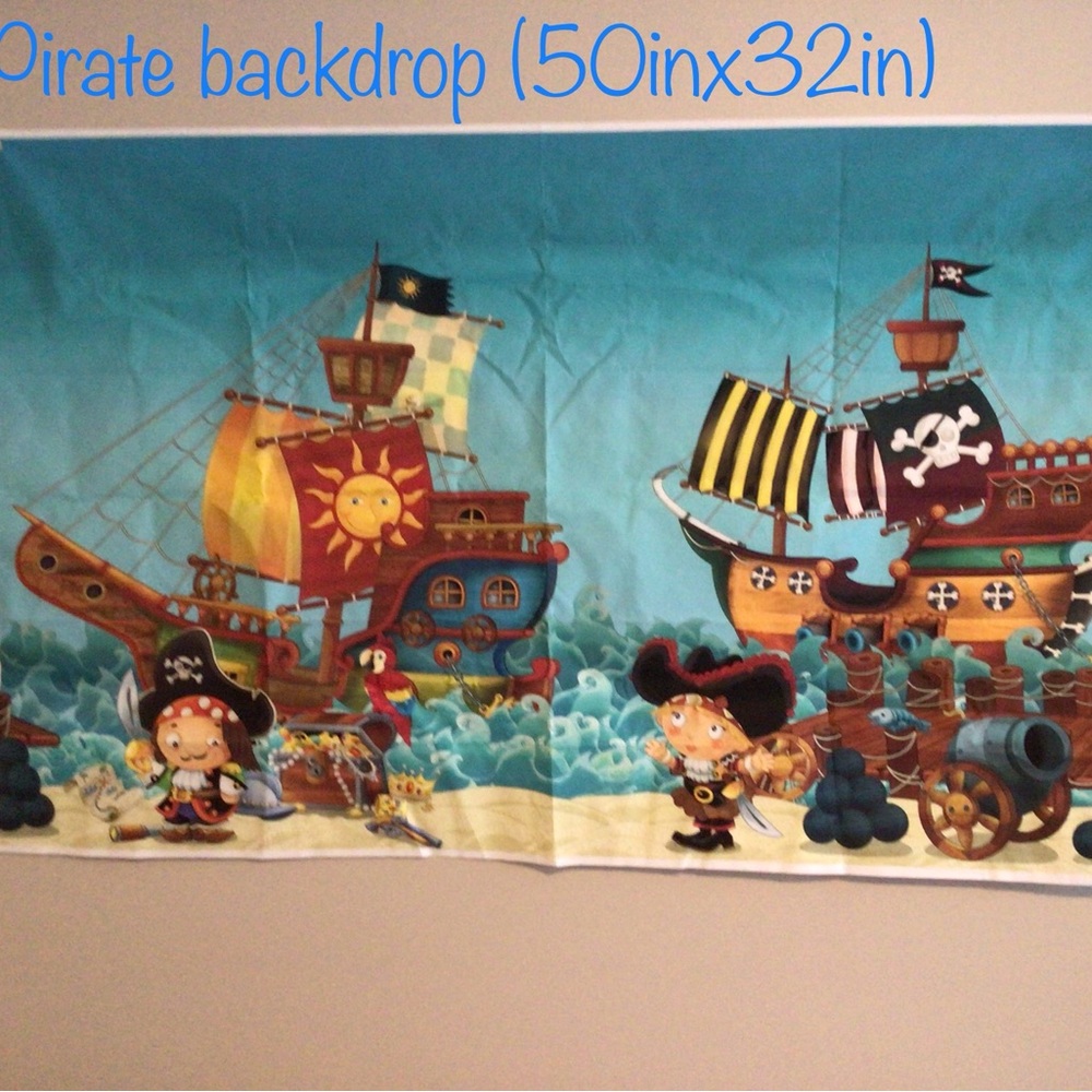 Pirate Themed Party Backdrop - Blue and Brown